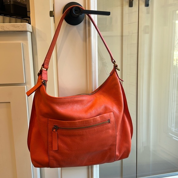 Fossil Vickery Pebbled Leather Shoulder Bag Coral - Picture 16 of 16